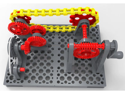 Gear Combination Kit – Hand-Cranked Gears, Chain, Belt & Worm Drive STEM Model