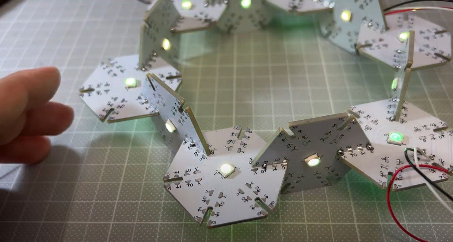 Modular Hexagon WS2812 RGB LED Snowflake Tiles