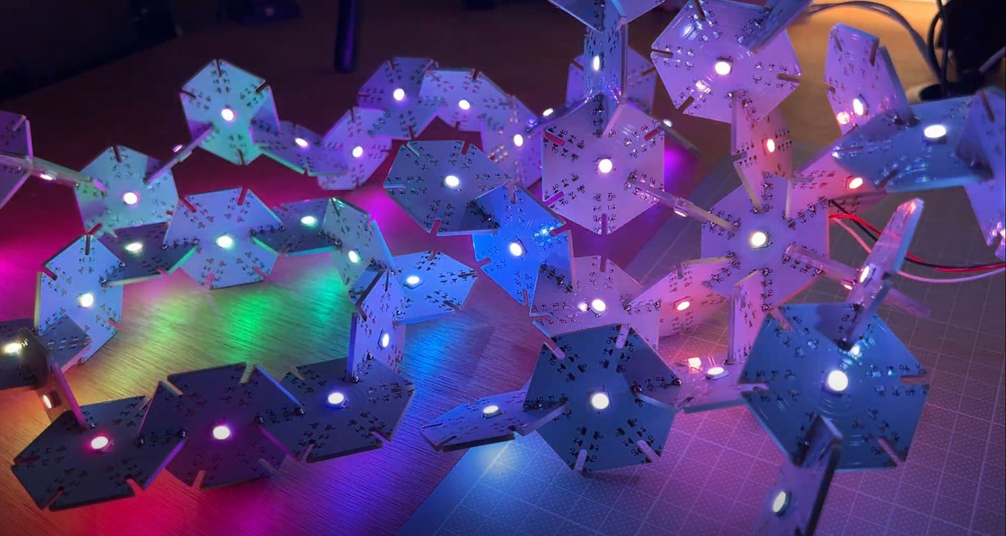 Modular Hexagon WS2812 RGB LED Snowflake Tiles