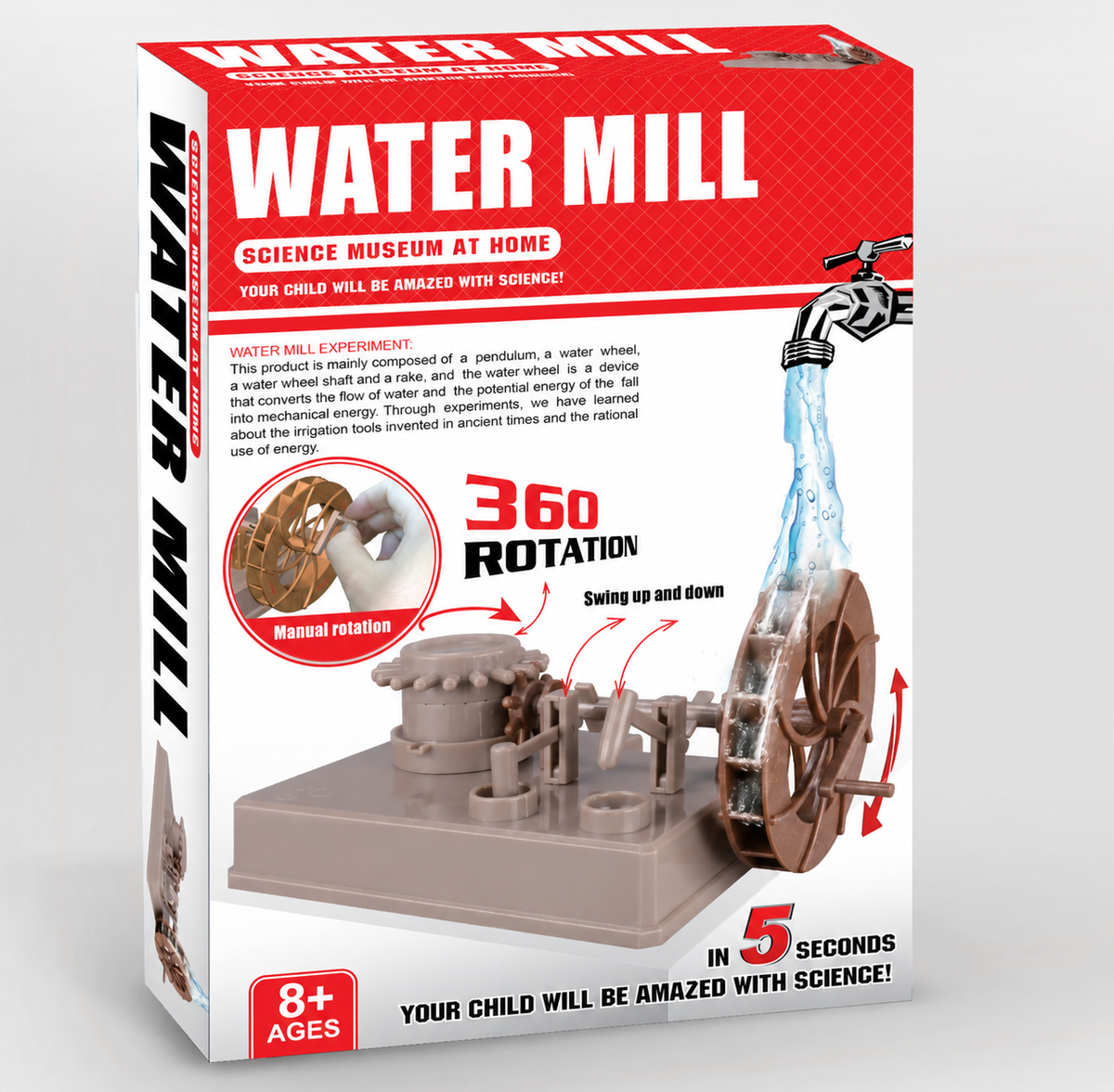 Water Mill Experiment Kit – Waterwheel, Gears & Cam-Driven Pestle STEM Model