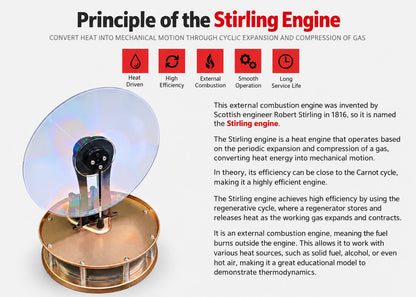 Low-Temperature Stirling Engine Model – Runs on a Cup of Hot Water