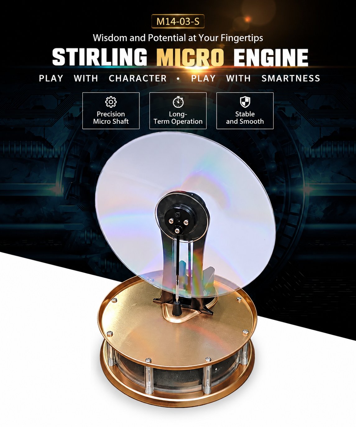 Low-Temperature Stirling Engine Model – Runs on a Cup of Hot Water
